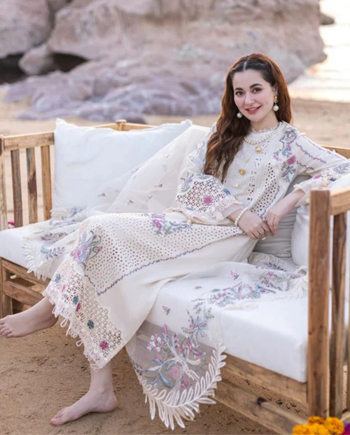 COCO AirJet Lawn Chicken Kari Fully Embroidered Suit with Organza Dupatta